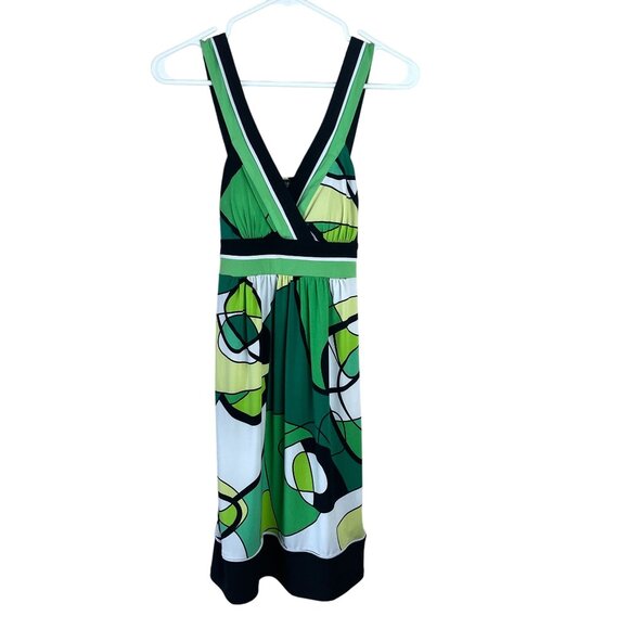 City Triangles Patterned Summer Dress Womens S Green Sleeveless Padded Back Tie - Picture 1 of 11
